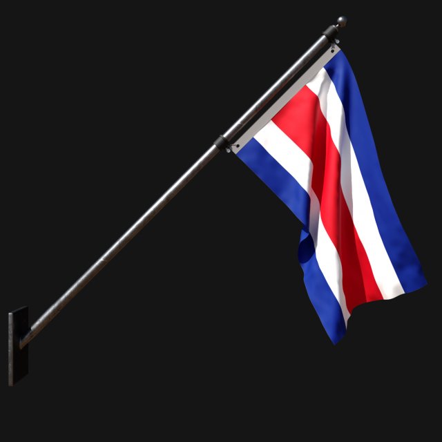 Flag of costarica 03 Model 3D .c4d .max .obj .3ds .fbx .stl .blend 