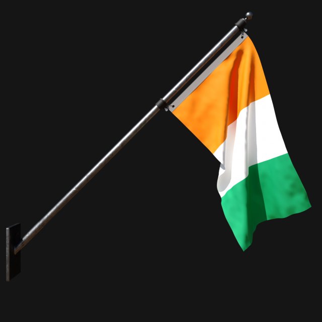 Flag of coted ivoire 03 3D 모델 .c4d .max .obj .3ds .fbx .stl .blend 