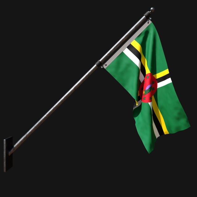 Flag of dominica 03 Modello 3D .c4d .max .obj .3ds .fbx .stl .blend