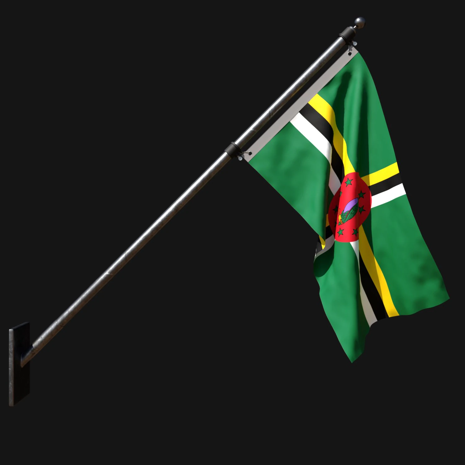 Flag of dominica 03 3D Model .c4d .max .obj .3ds .fbx .stl .blend 