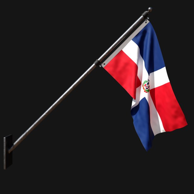 Flag of dominican republic 03 3D Model .c4d .max .obj .3ds .fbx .stl .blend 