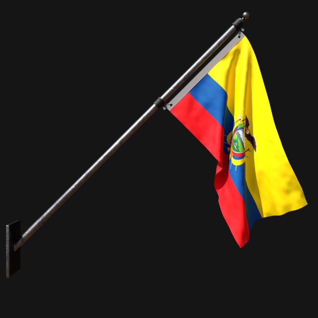 Flag of ecuador 03 Model 3D .c4d .max .obj .3ds .fbx .stl .blend 