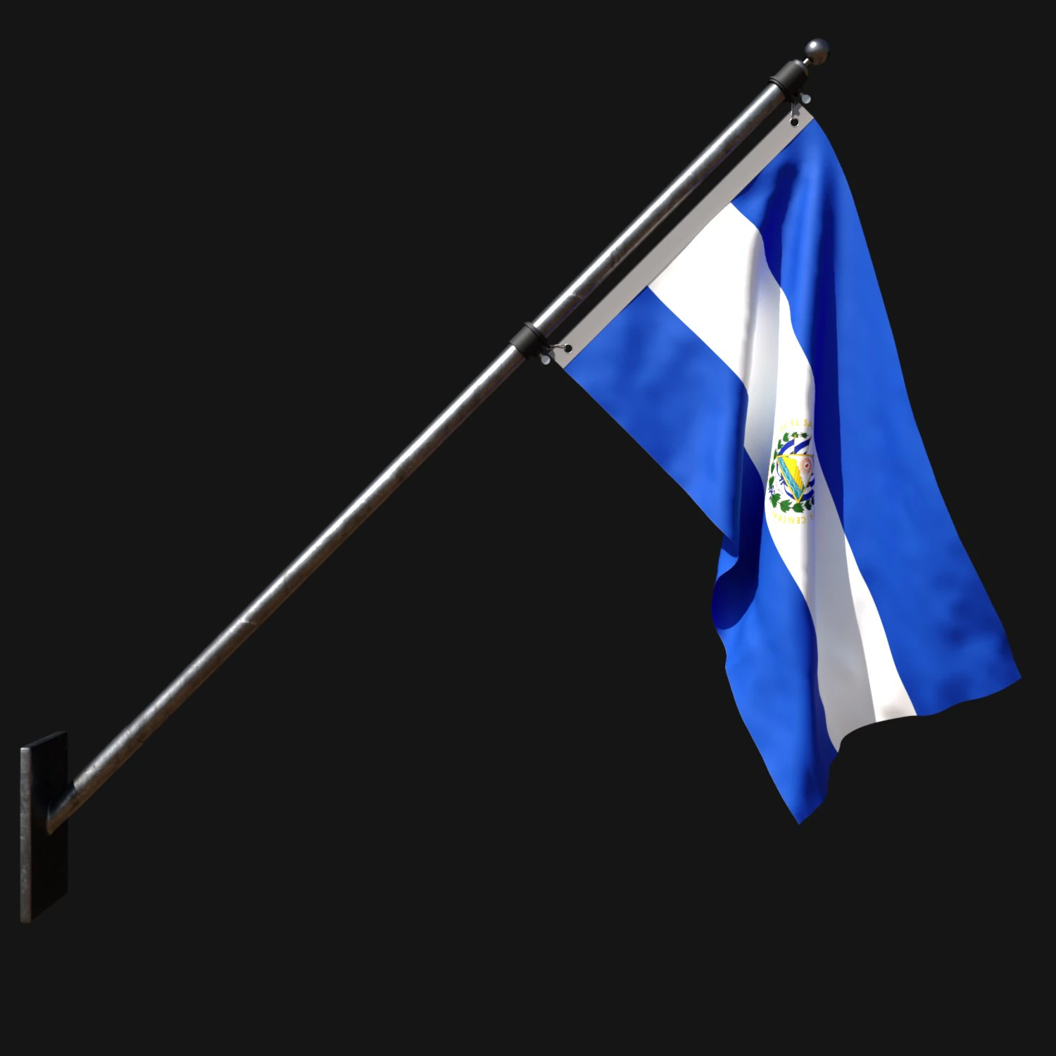 Flag of el salvador 03 3D Model .c4d .max .obj .3ds .fbx .stl .blend 