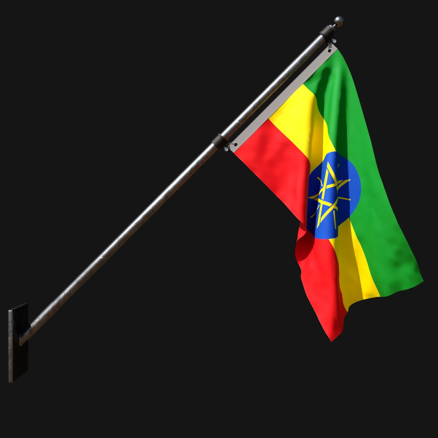 Flag of ethiopia 03 3D Model .c4d .max .obj .3ds .fbx .stl .blend 