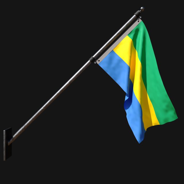 Flag of gabon 03 3D Модель .c4d .max .obj .3ds .fbx .stl .blend 