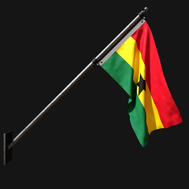 Flag of ghana 03 3D मॉडल .c4d .max .obj .3ds .fbx .stl .blend 