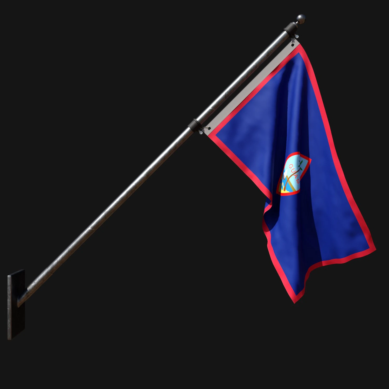 Flag of guam 03 3D Model .c4d .max .obj .3ds .fbx .stl .blend 