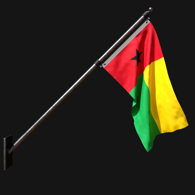 Flag of guinea bissau 03 3D 模型 .c4d .max .obj .3ds .fbx .stl .blend