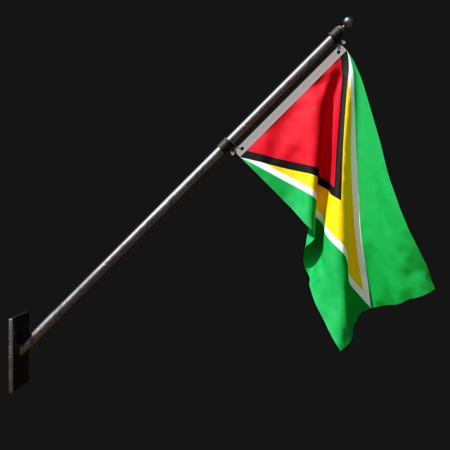 Flag of guyana 03 3D मॉडल .c4d .max .obj .3ds .fbx .stl .blend 
