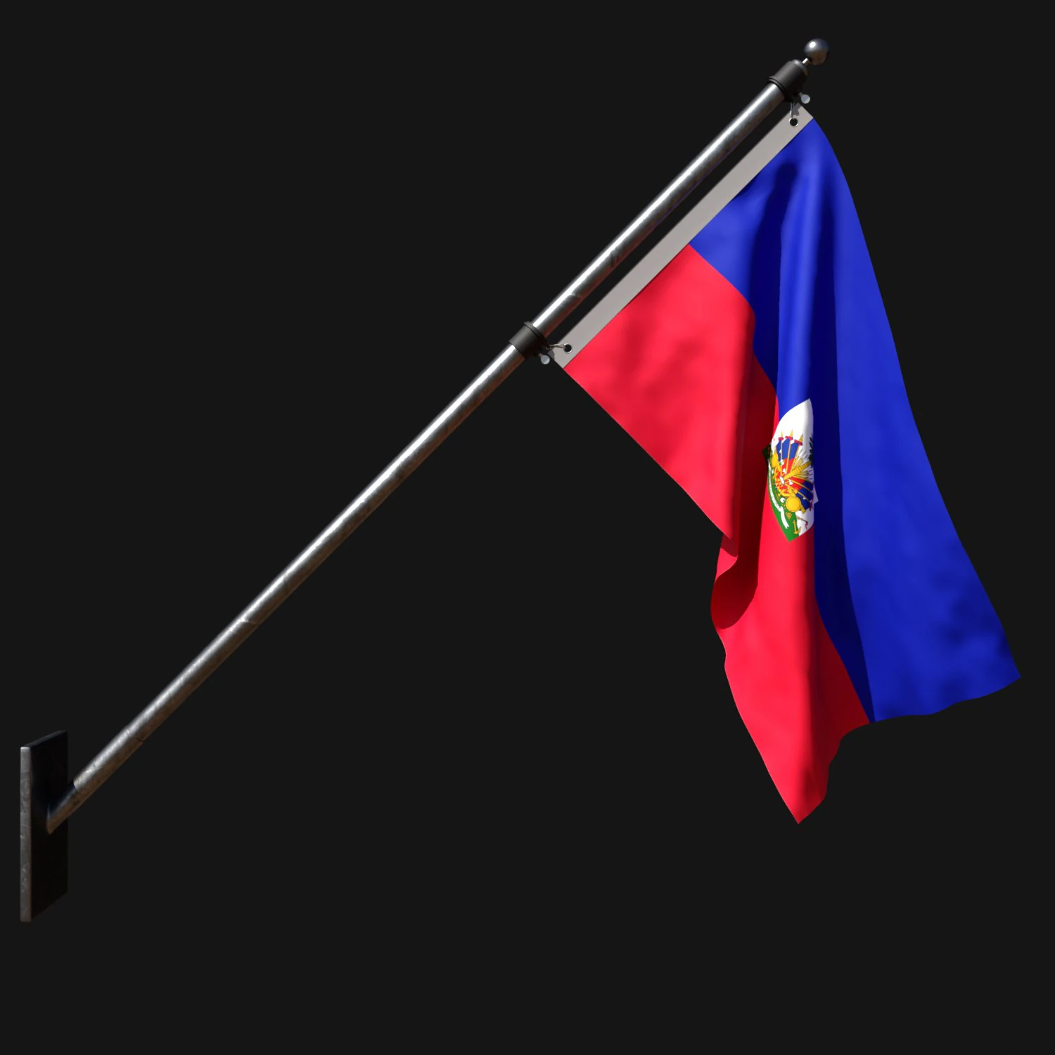 Flag of haiti 03 3D Model .c4d .max .obj .3ds .fbx .stl .blend 