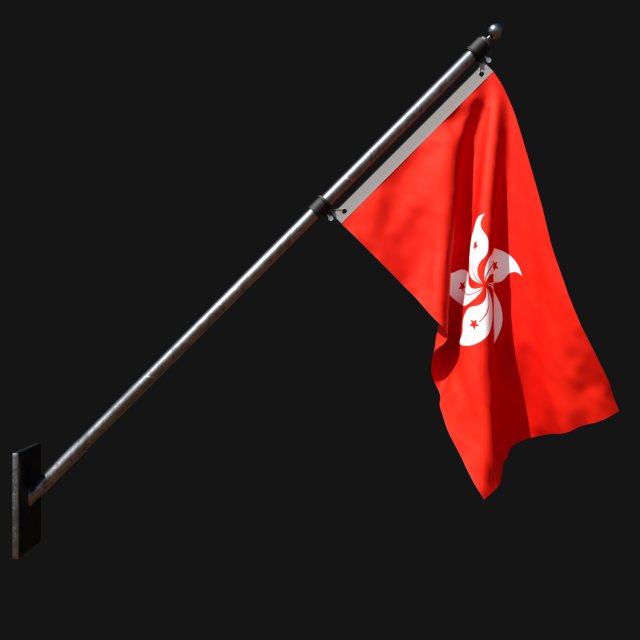 Flag of hongkong 03 Model 3D .c4d .max .obj .3ds .fbx .stl .blend 