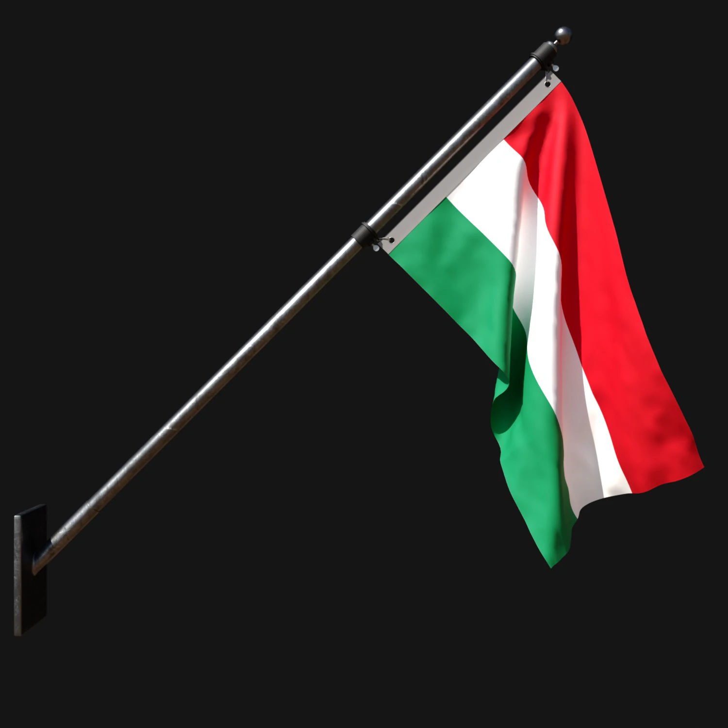 Flag of hungary 03 3D Model .c4d .max .obj .3ds .fbx .stl .blend 
