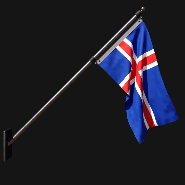 Flag of iceland 03 3D Model .c4d .max .obj .3ds .fbx .stl .blend 