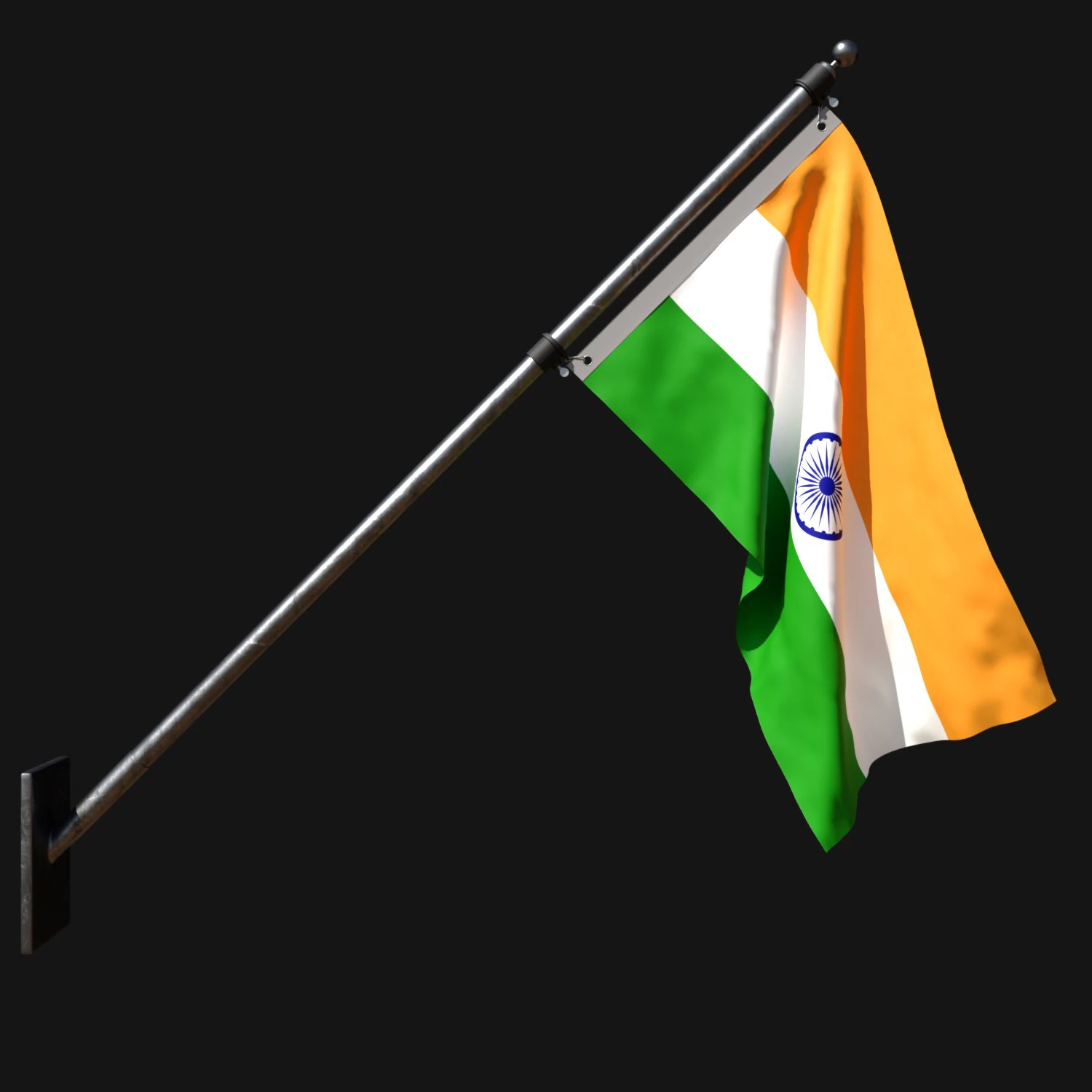 Flag of india 03 3D Model .c4d .max .obj .3ds .fbx .stl .blend 