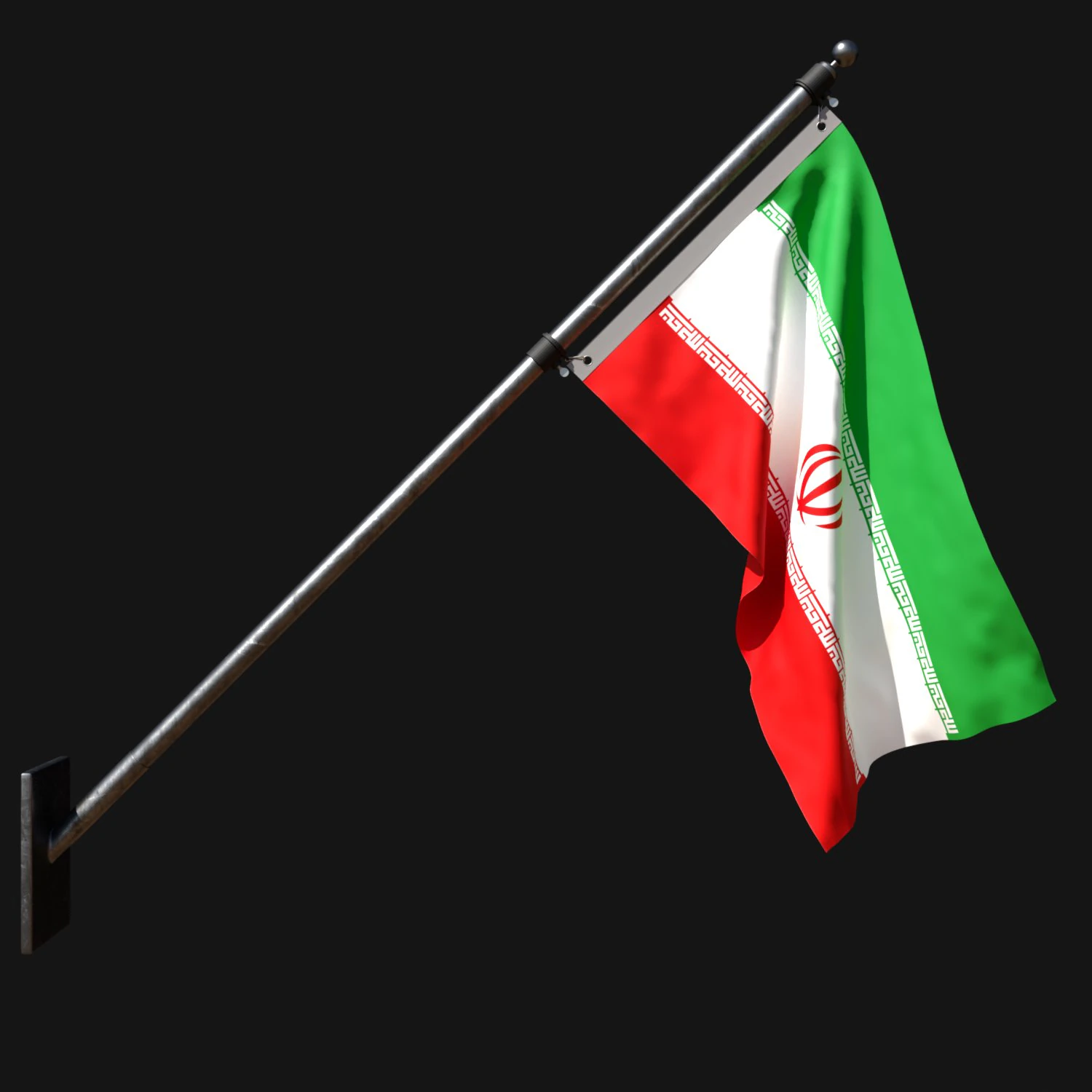 Flag of iran 03 3D Model .c4d .max .obj .3ds .fbx .stl .blend 