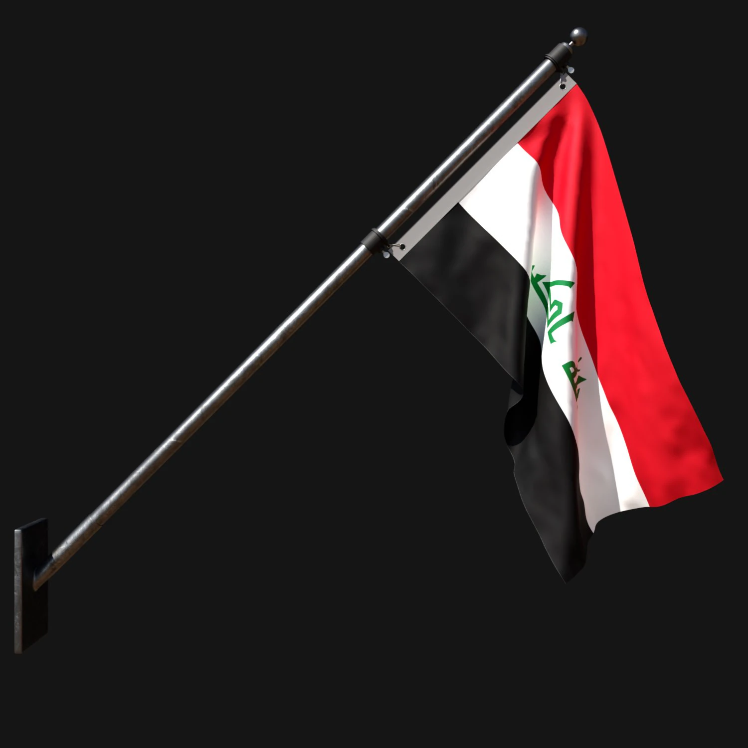 Flag of iraq 03 3D Model .c4d .max .obj .3ds .fbx .stl .blend 