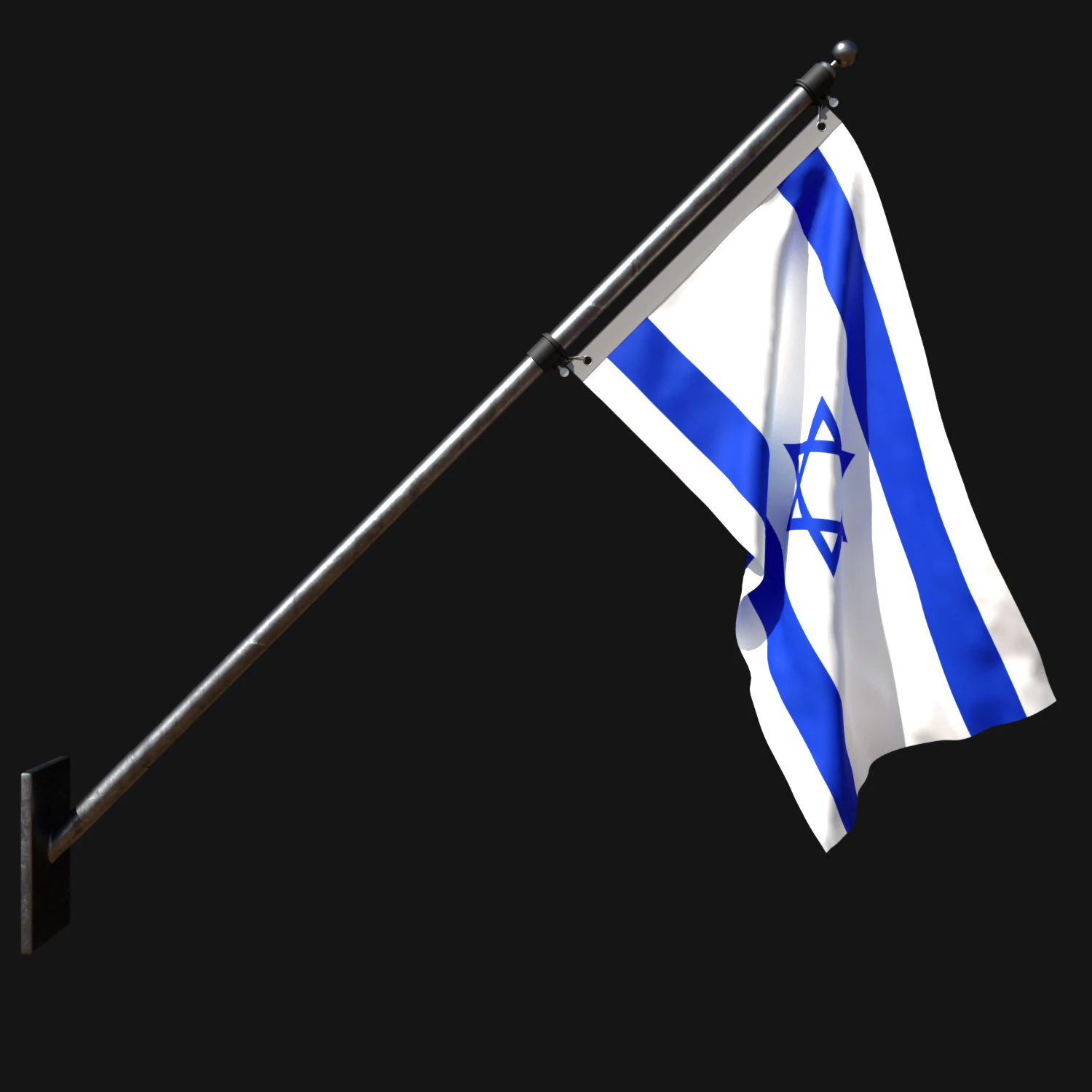 Flag of israel 03 3D Model .c4d .max .obj .3ds .fbx .stl .blend