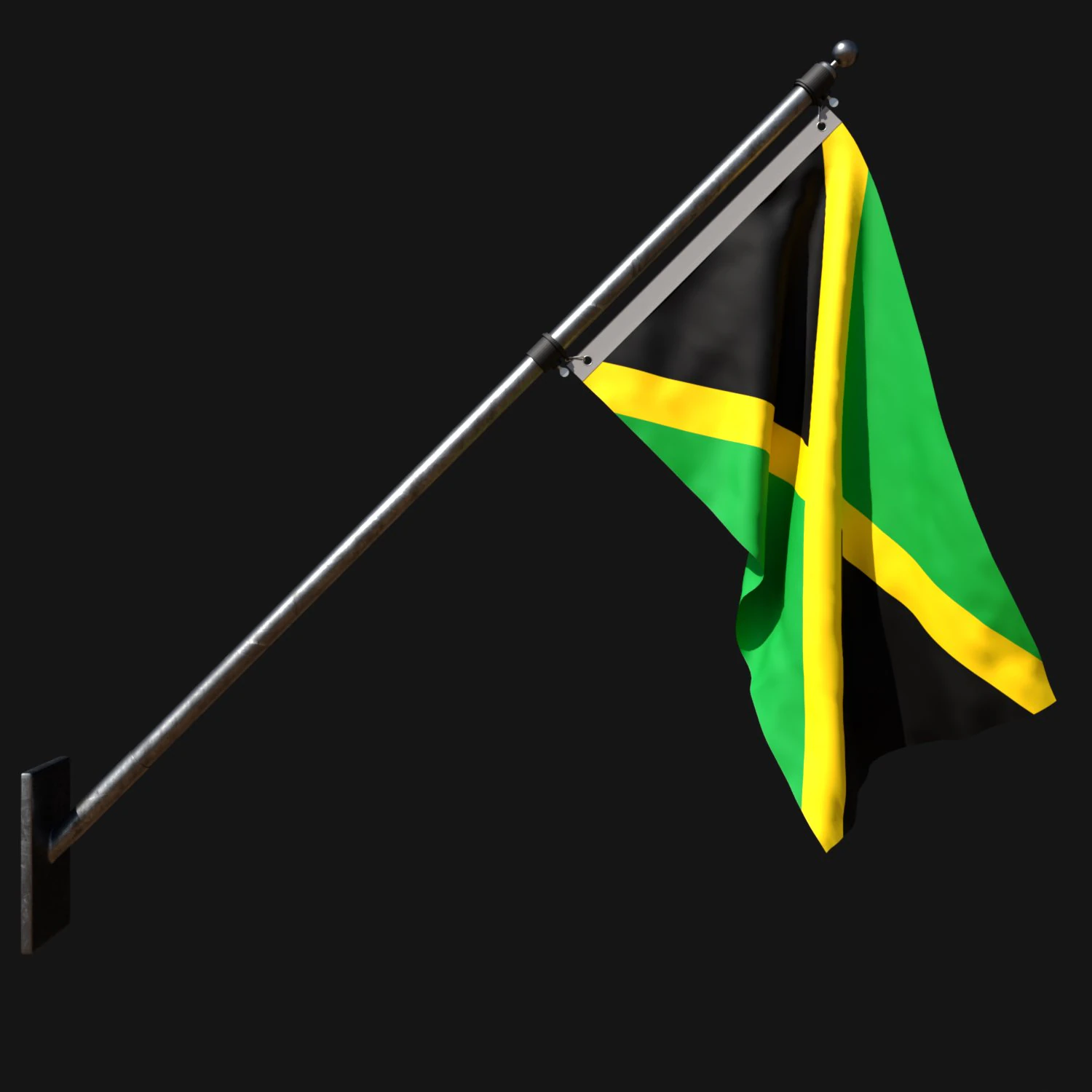 Flag of jamaica 03 3D Model .c4d .max .obj .3ds .fbx .stl .blend 