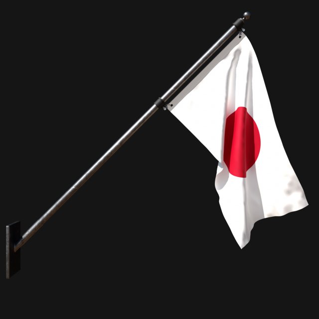 Flag of japan 03 Model 3D .c4d .max .obj .3ds .fbx .stl .blend 