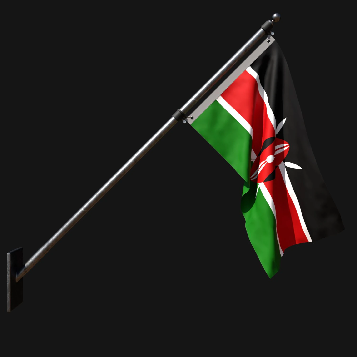 Flag of kenya 03 3D Model .c4d .max .obj .3ds .fbx .stl .blend 