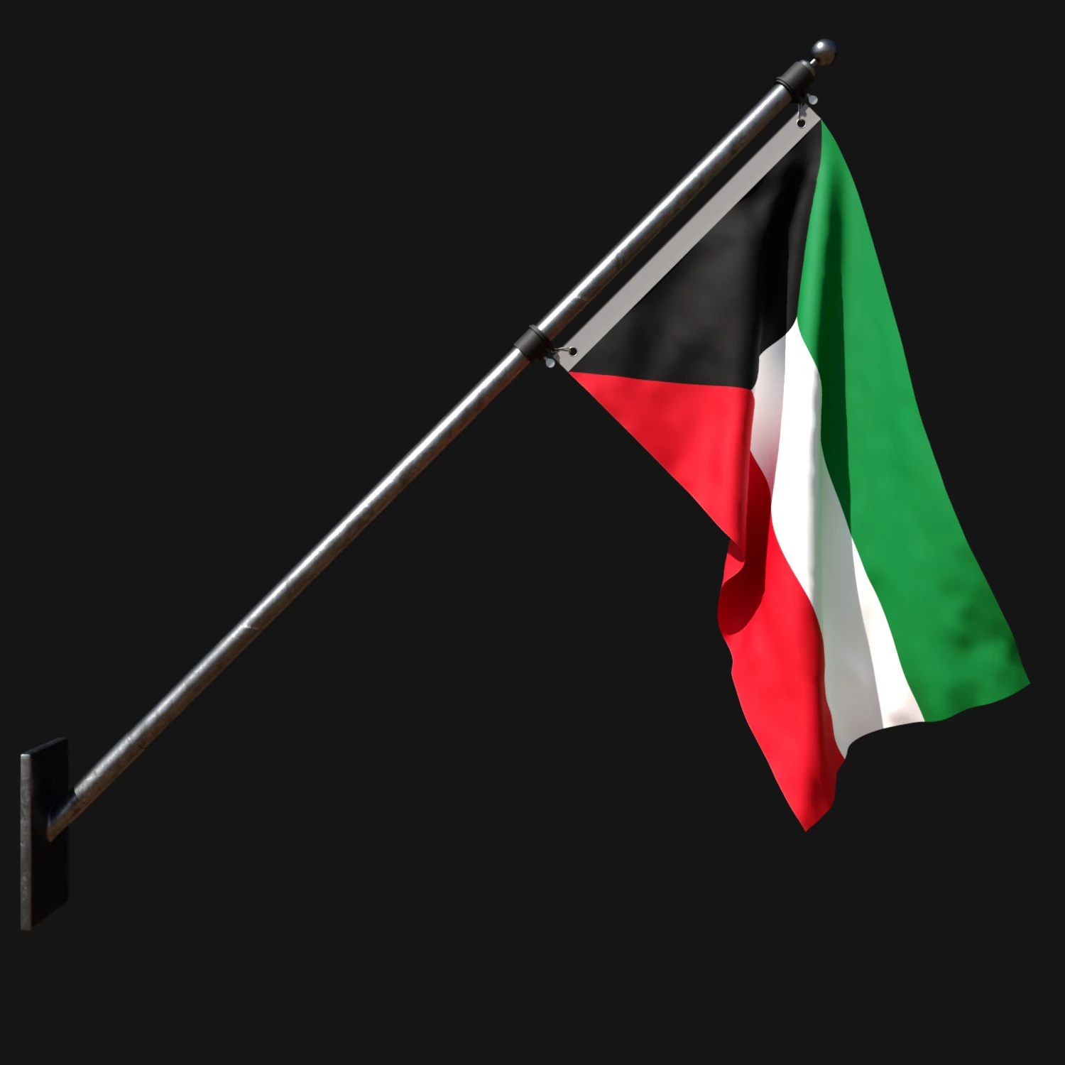 Flag of kuwait 03 3D Model .c4d .max .obj .3ds .fbx .stl .blend