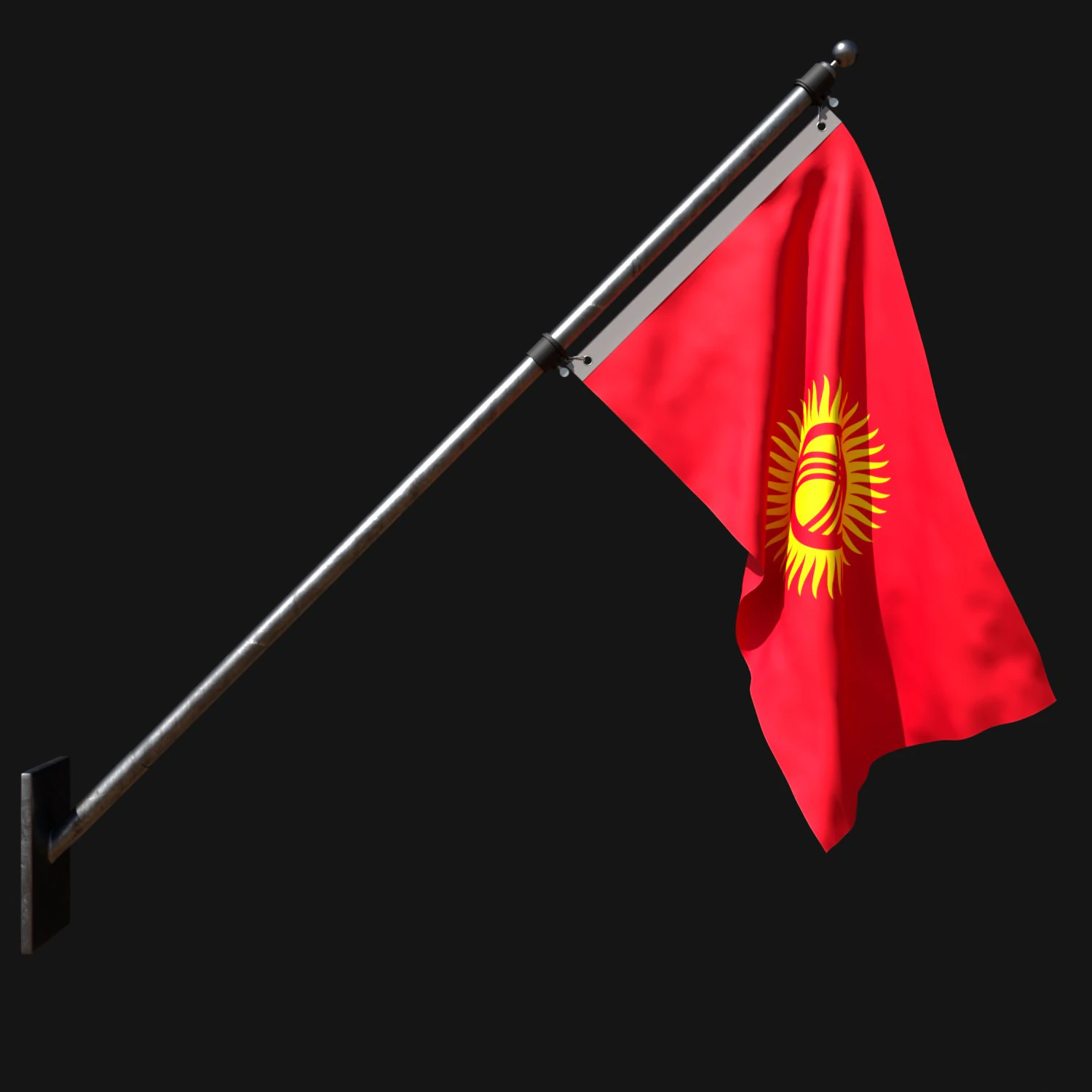 Flag of kyrgyzstan 03 3D Model .c4d .max .obj .3ds .fbx .stl .blend