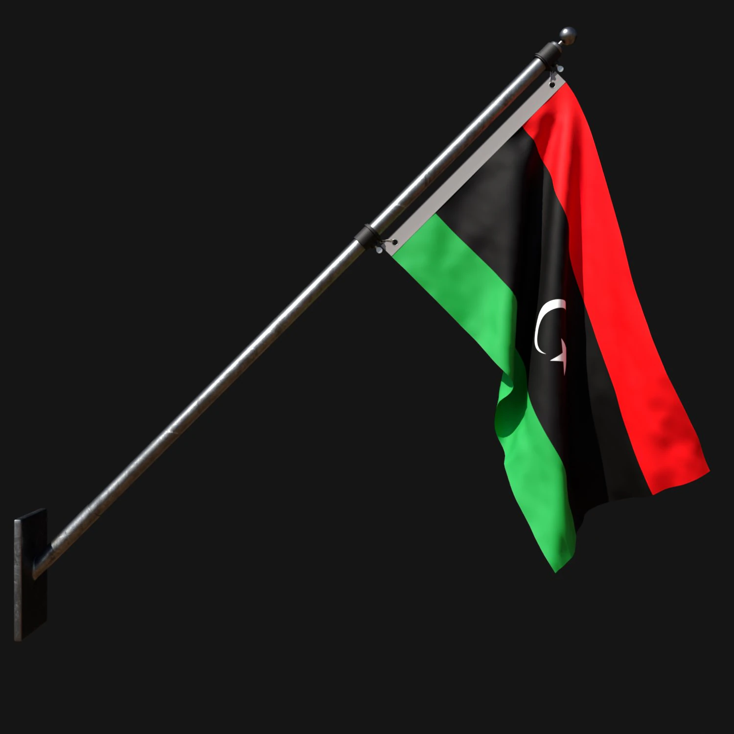 Flag of libya 03 3D Model .c4d .max .obj .3ds .fbx .stl .blend