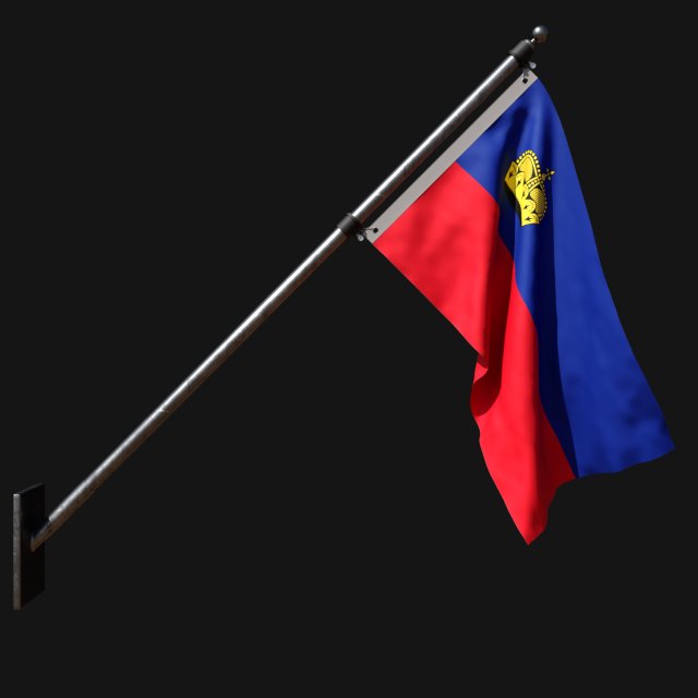Flag of liechtenstein 03 3D Модель .c4d .max .obj .3ds .fbx .stl .blend 