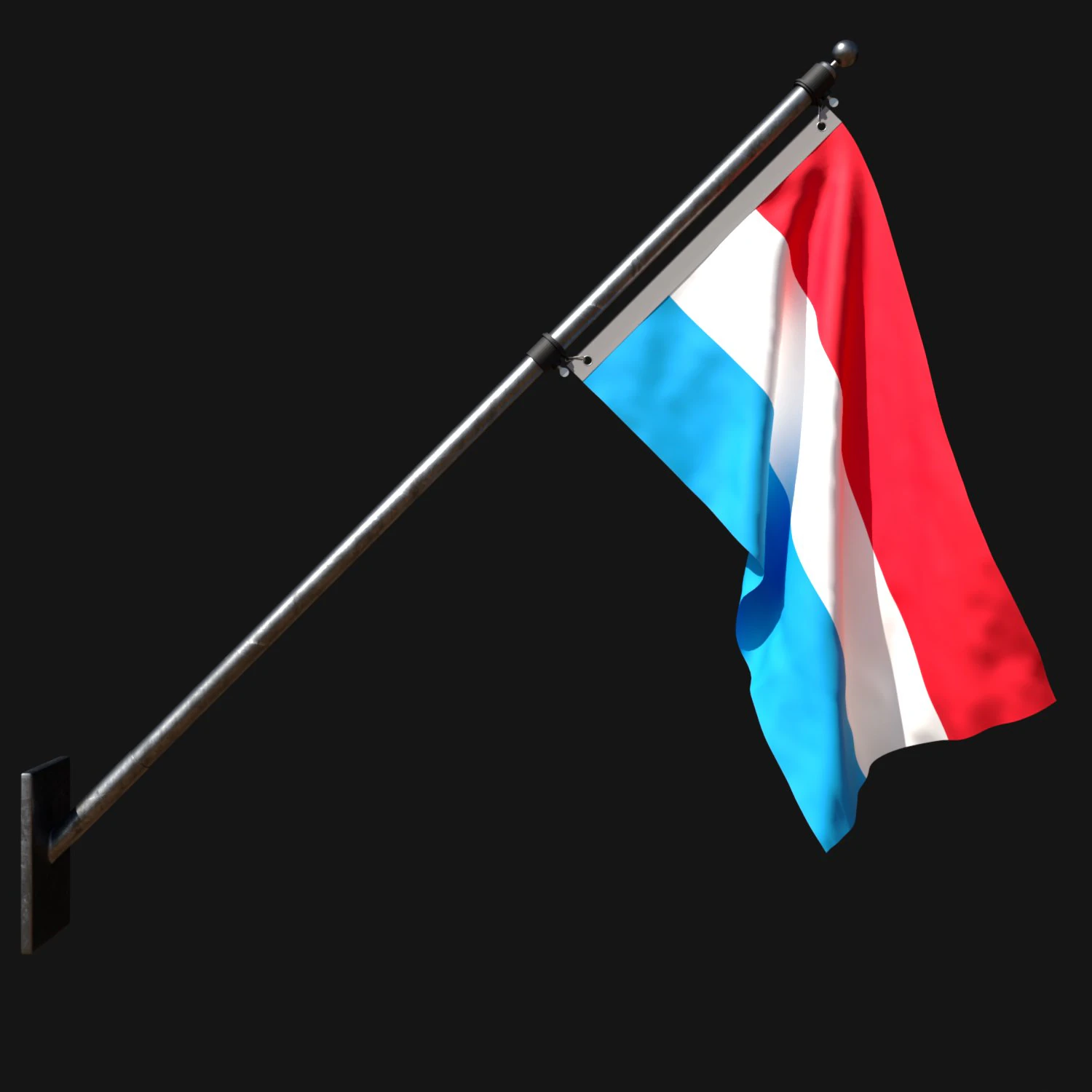 Flag of luxembourg 03 3D Model .c4d .max .obj .3ds .fbx .stl .blend 