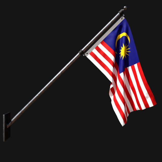 Flag of malaysia 03 3D Model .c4d .max .obj .3ds .fbx .stl .blend 