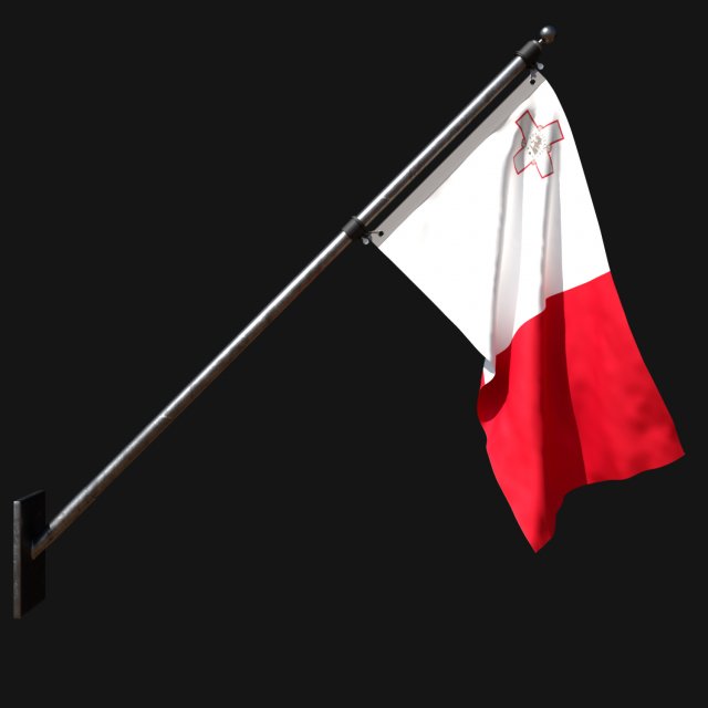 Flag of malta 03 3D Model .c4d .max .obj .3ds .fbx .stl .blend 
