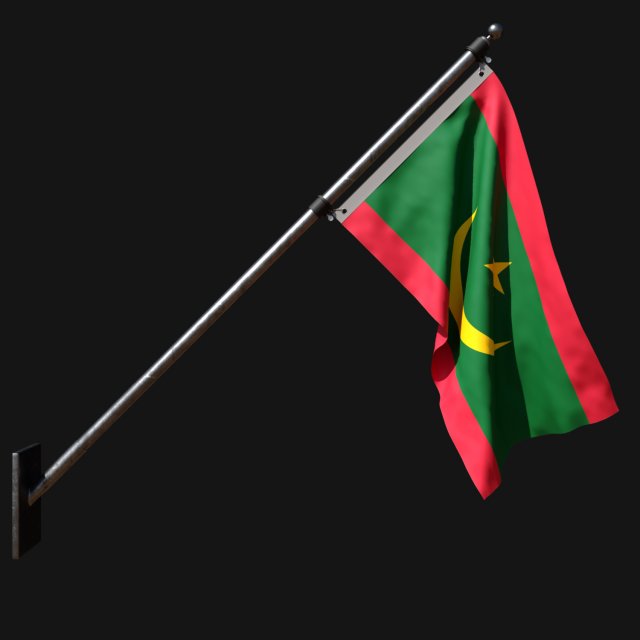 Flag of mauritania 03 3Dモデル .c4d .max .obj .3ds .fbx .stl .blend 