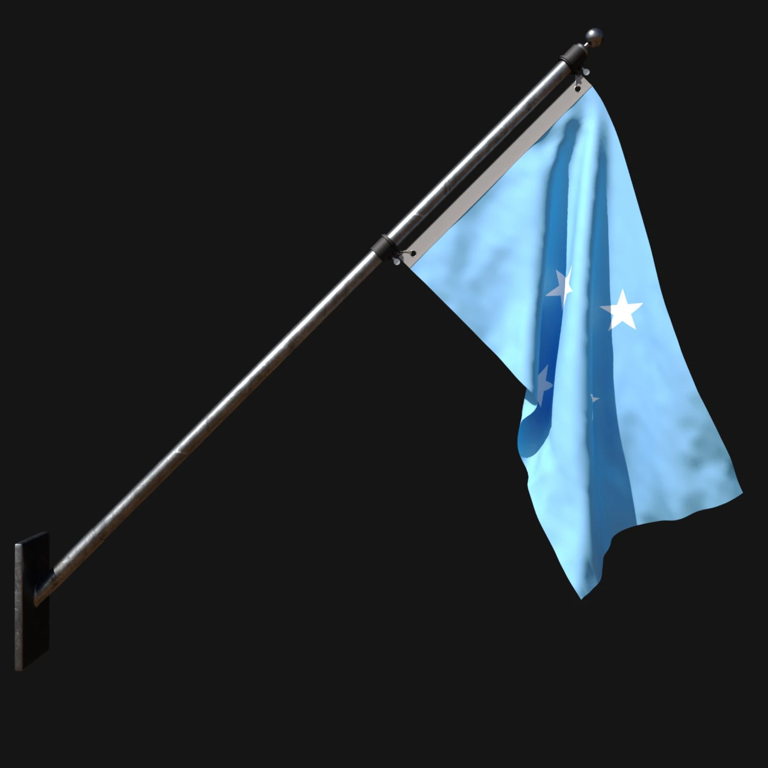 Flag of micronesia 03 3D Model .c4d .max .obj .3ds .fbx .stl .blend 