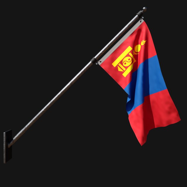 Flag of mongolia 03 Model 3D .c4d .max .obj .3ds .fbx .stl .blend 