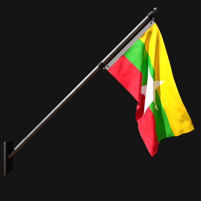 Flag of myanmar 03 3D 模型 .c4d .max .obj .3ds .fbx .stl .blend 