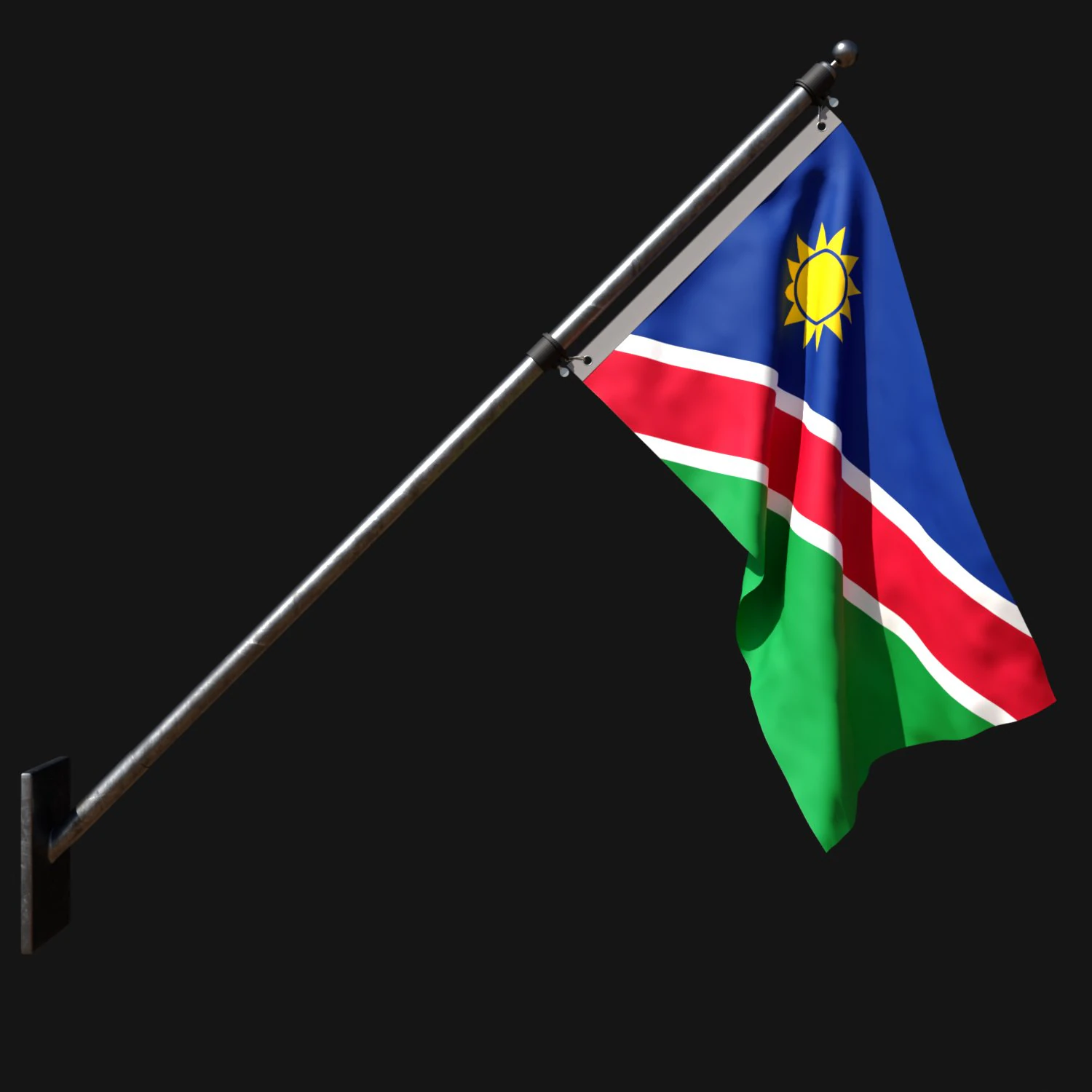 Flag of namibia 03 3D Model .c4d .max .obj .3ds .fbx .stl .blend 