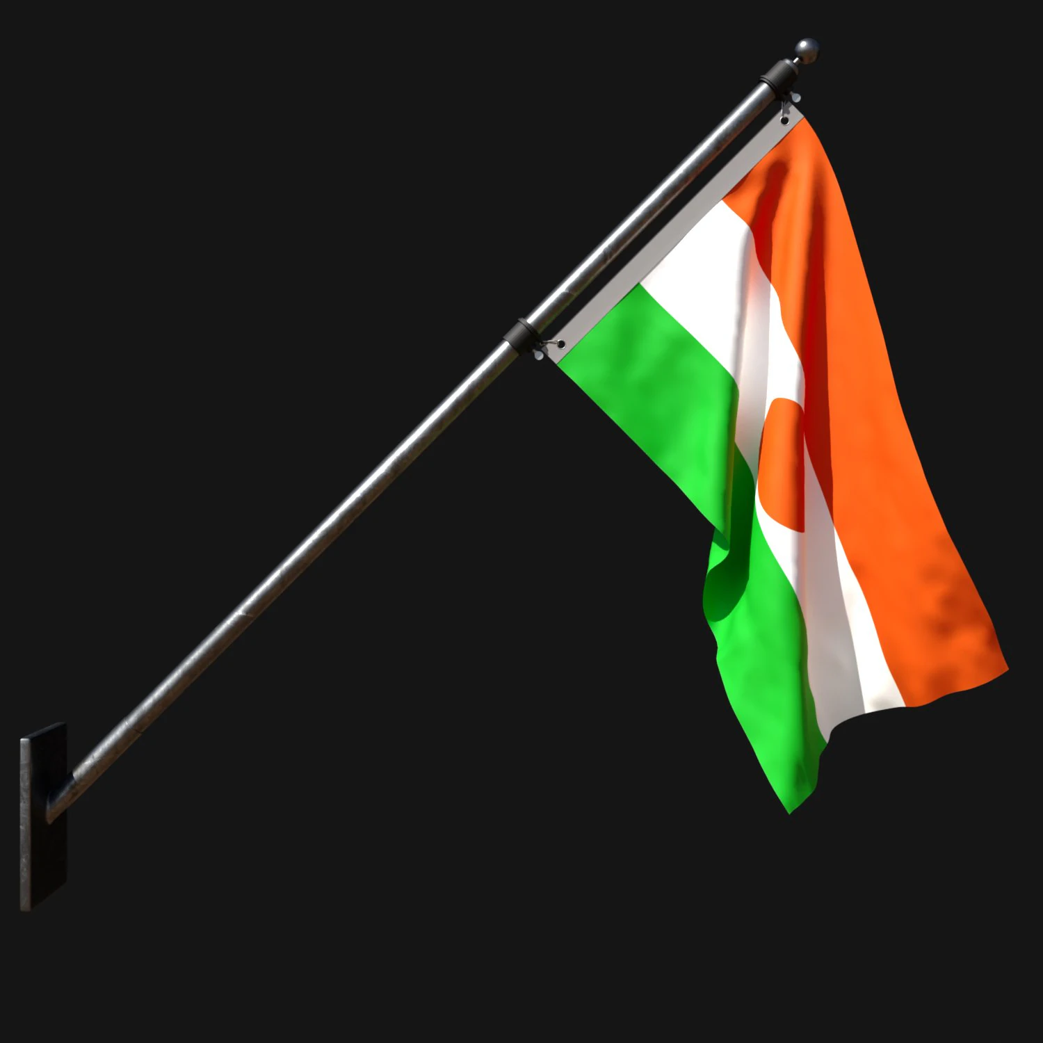 Flag of niger 03 3D Model .c4d .max .obj .3ds .fbx .stl .blend 