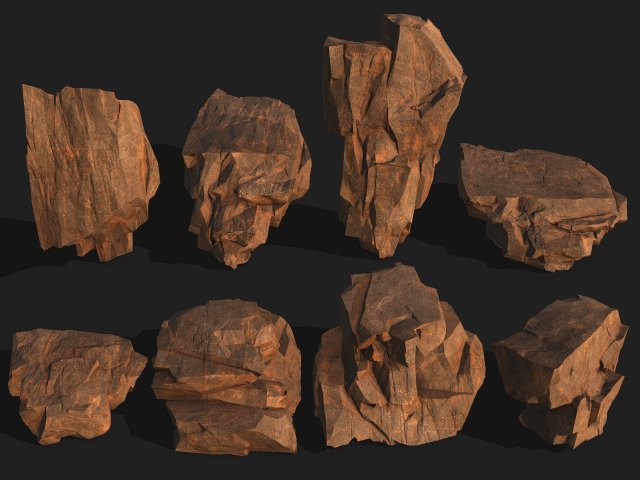 Mountain Rocks Pack 06 3D Модель .c4d .max .obj .3ds .fbx .stl .blend 