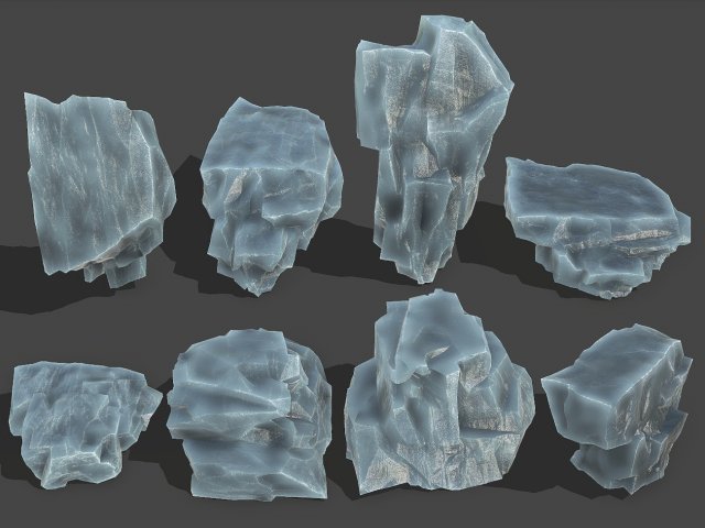 Ice rocks 13 3D Model .c4d .max .obj .3ds .fbx .stl .blend 