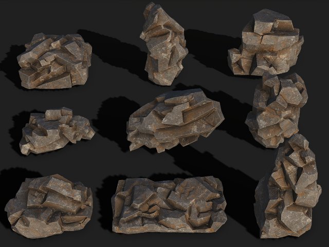 Rock Pack 01 3D Model .c4d .max .obj .3ds .fbx .stl .blend 