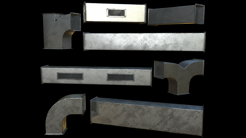Ventilation Modular PBR 01 3D Model .c4d .max .obj .3ds .fbx .stl .blend 