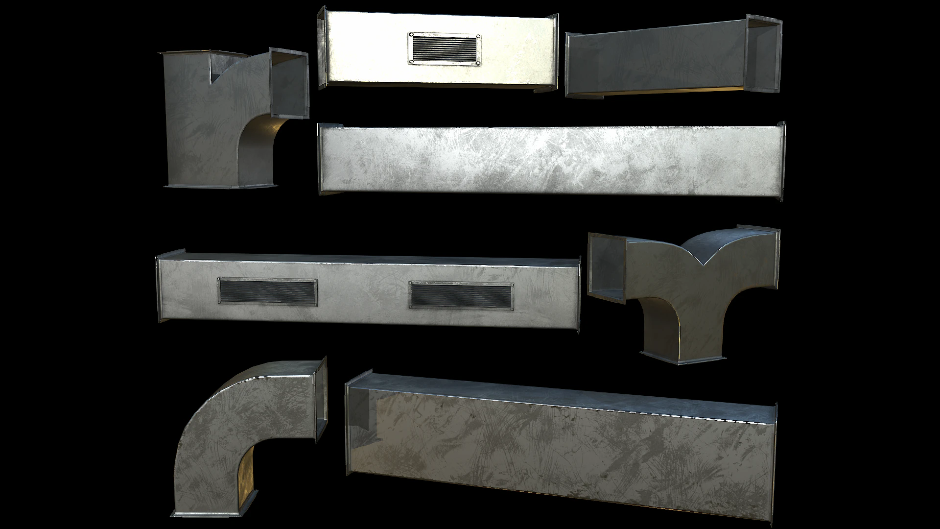 Ventilation Modular PBR 01 3D Model .c4d .max .obj .3ds .fbx .stl .blend