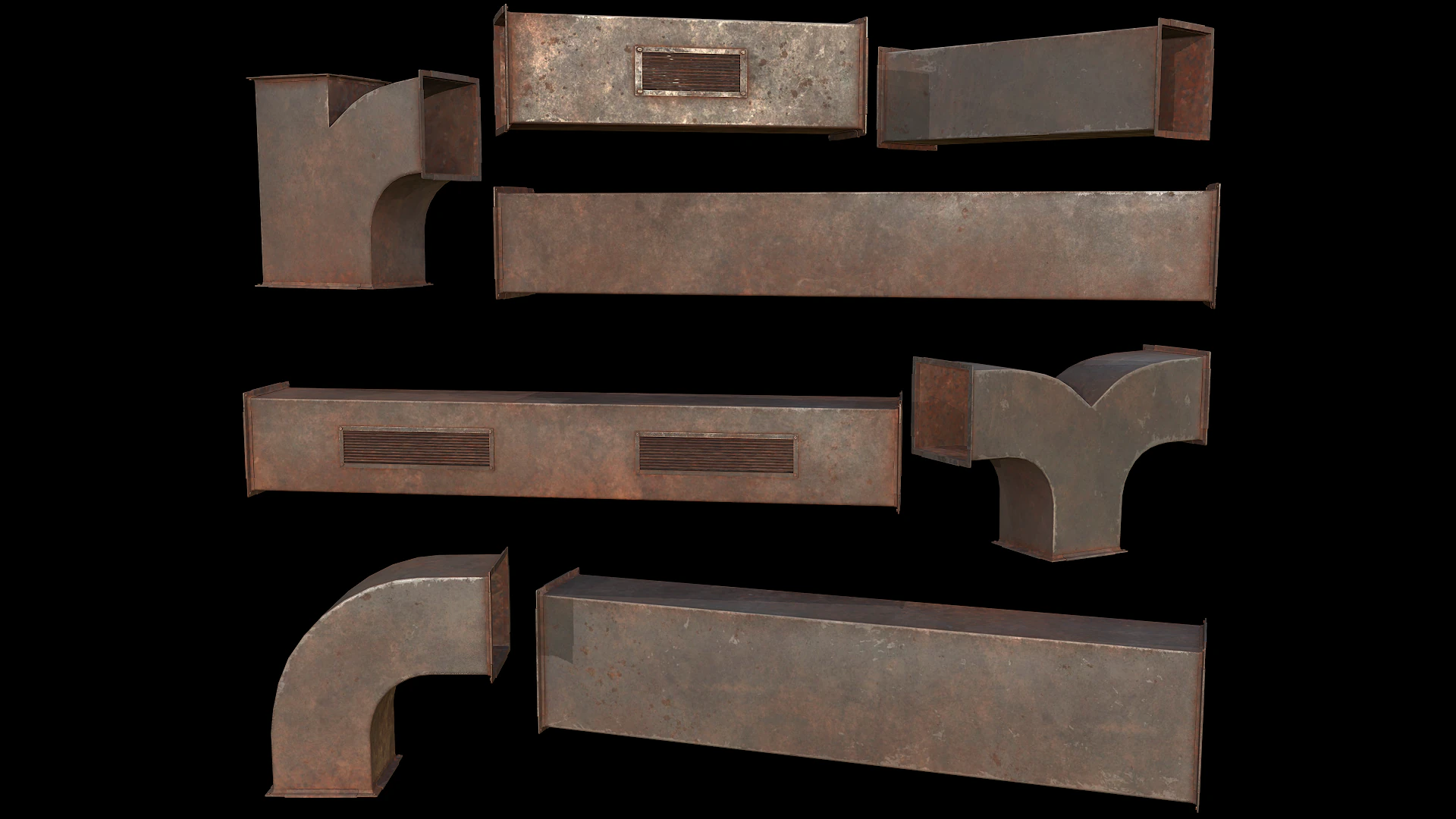Ventilation Modular PBR 02 3D Model .c4d .max .obj .3ds .fbx .stl .blend