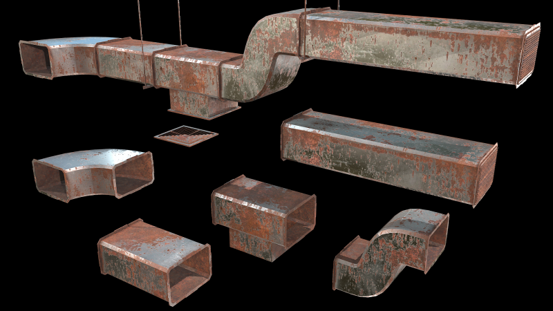 Ventilation Modular PBR 04 3D Model .c4d .max .obj .3ds .fbx .stl .blend