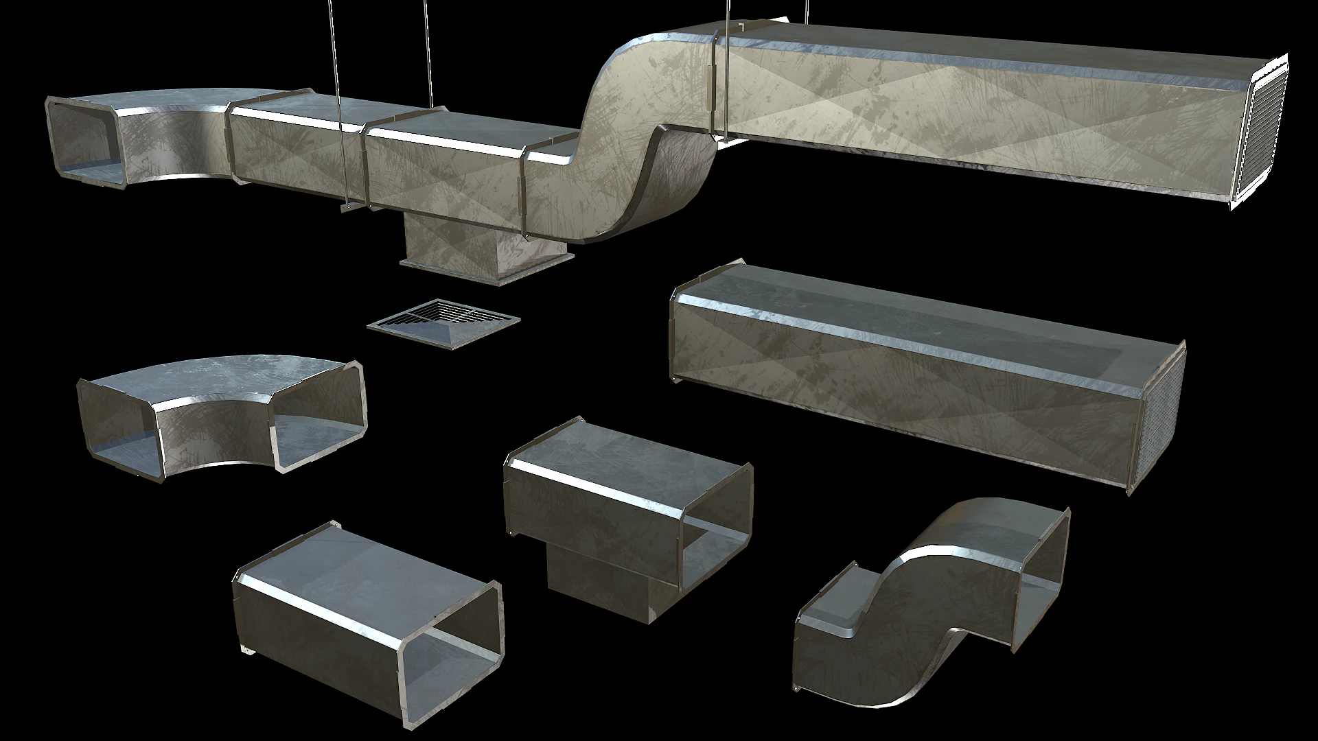 Ventilation Modular PBR 05 3D Model .c4d .max .obj .3ds .fbx .stl .blend