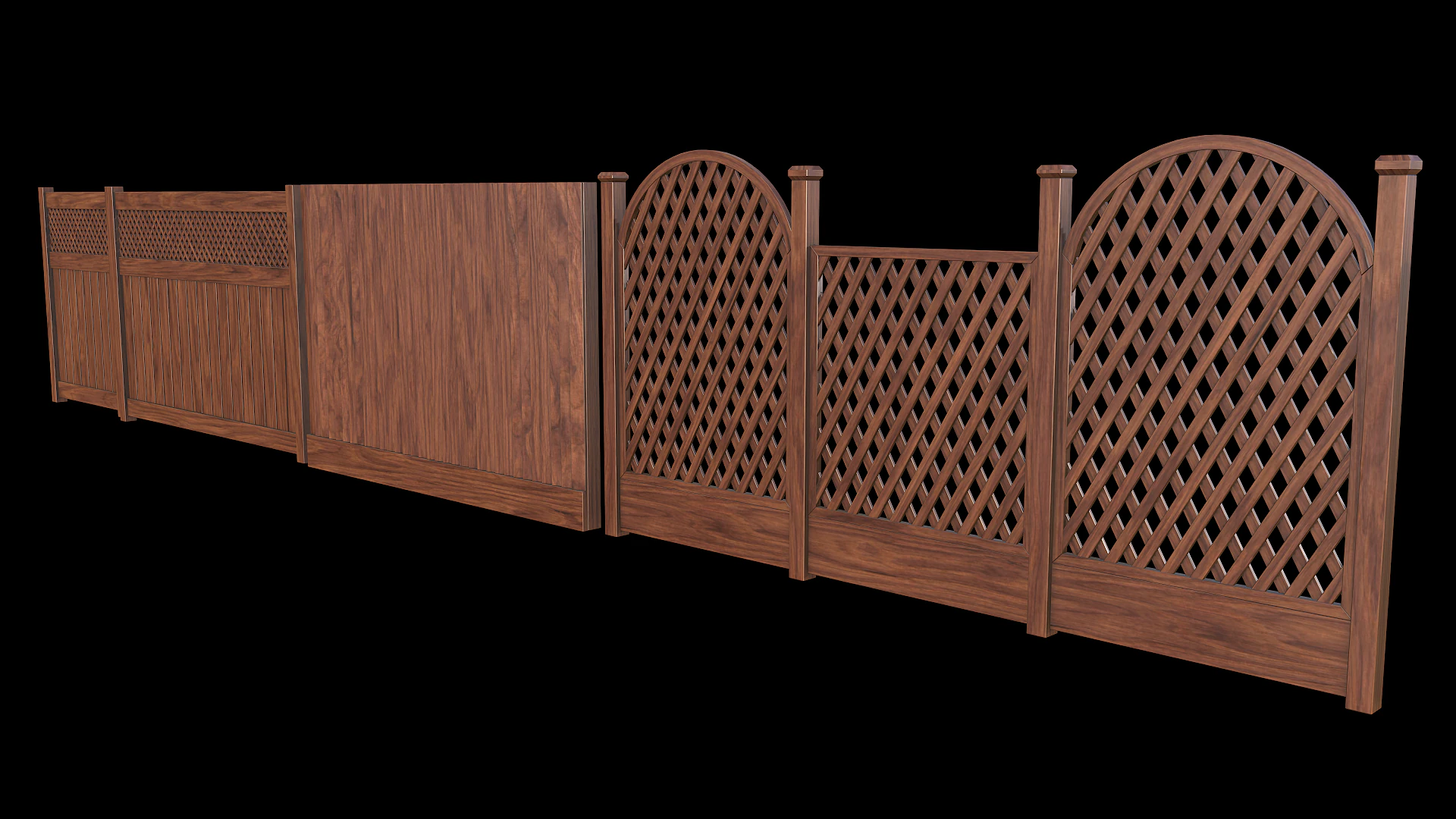 Wooden Fence set PBR 02 3D Model .c4d .max .obj .3ds .fbx .stl .blend
