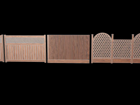 Wooden Fence set PBR 02 3D Model