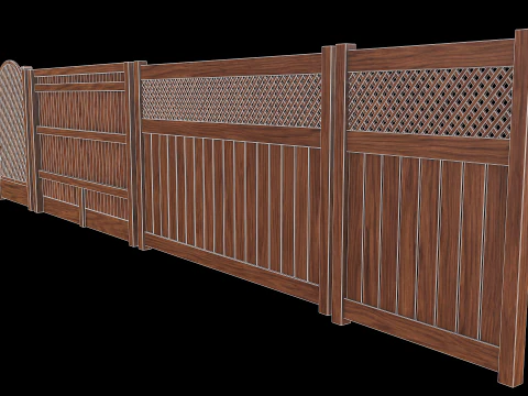 Wooden Fence set PBR 02 3D Model