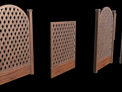 Wooden Fence set PBR 02 3D Model