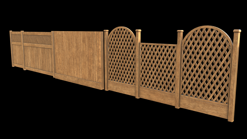 Wooden Fence set PBR 03 Modelo 3D .c4d .max .obj .3ds .fbx .stl .blend 